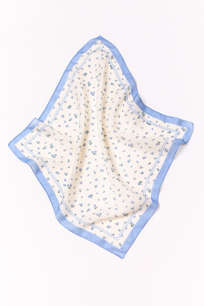 Хустка з квітковим орнаментом Блакитна