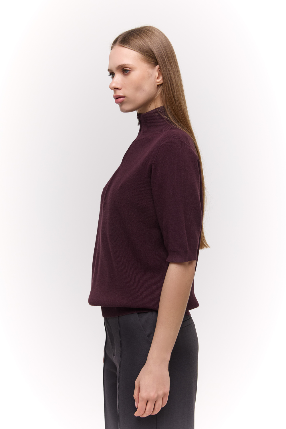 Трикотажний half-zip Бордовий