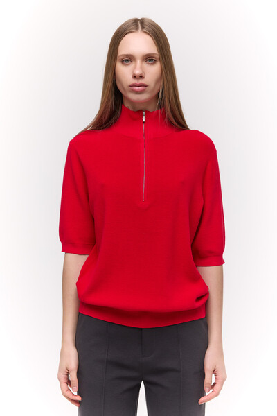 Трикотажний half-zip Червоний