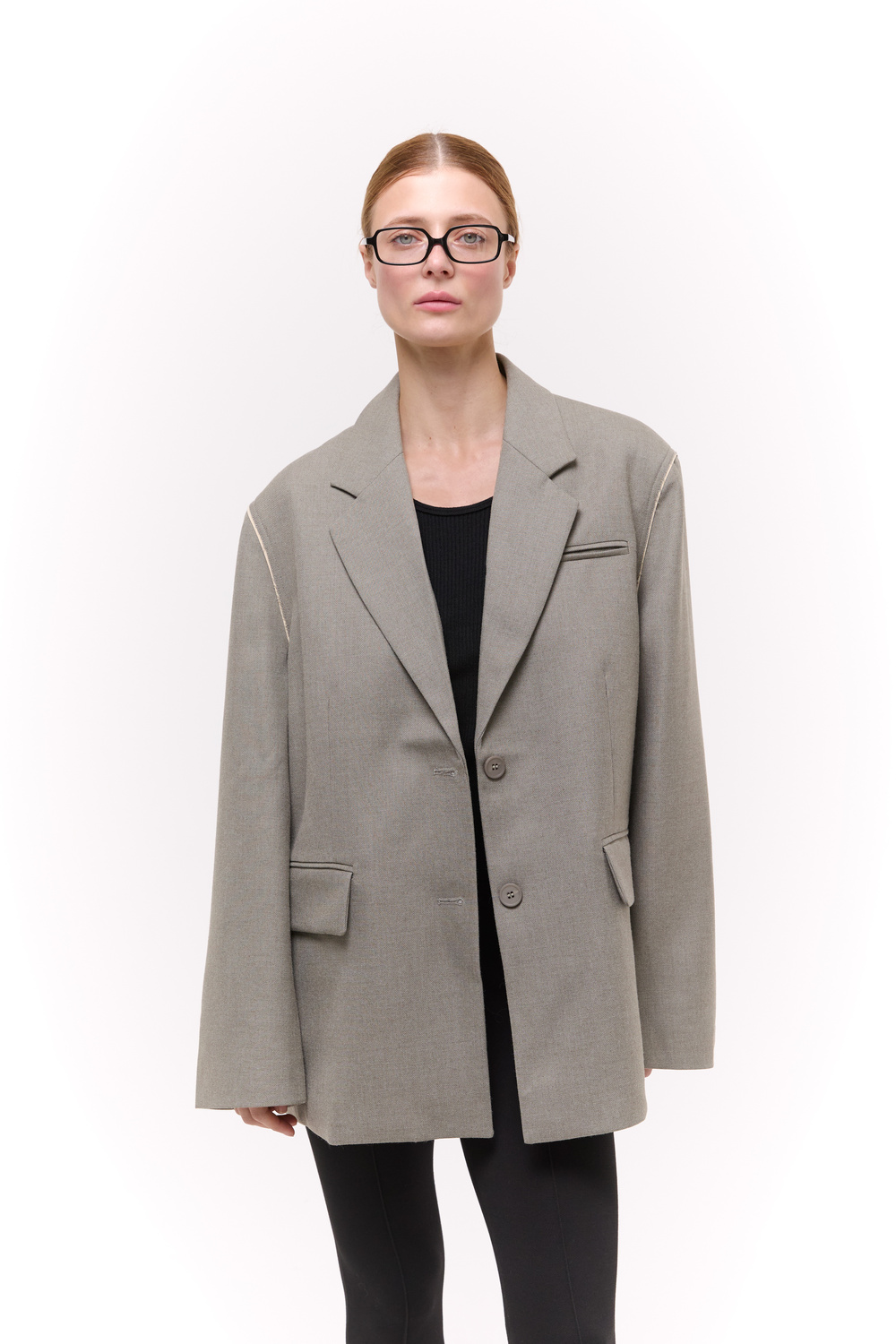Піджак з молочною полоскою на плечах Luxien Оливковий Піджак з молочною полоскою на плечах Luxien Оливковий