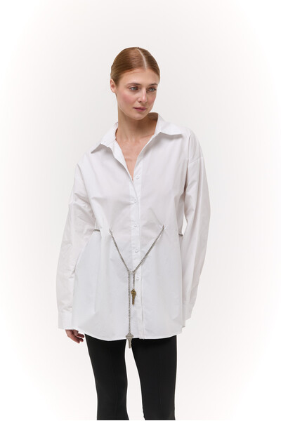 Сорочка Oversize з ланцюжком Біла