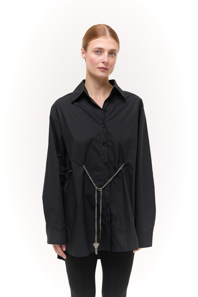Сорочка Oversize з ланцюжком Чорна