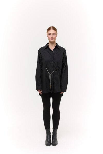 Сорочка Oversize з ланцюжком Чорна Сорочка Oversize з ланцюжком Чорна