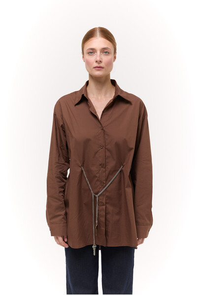 Сорочка Oversize з ланцюжком Шоколадна