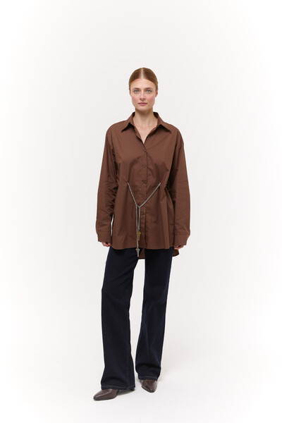 Сорочка Oversize з ланцюжком Шоколадна Сорочка Oversize з ланцюжком Шоколадна